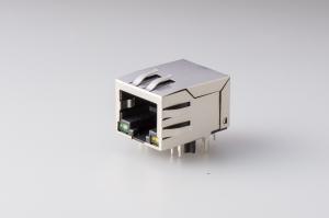 China RMS-048Q-10F6-GY , Shielded Magnetic RJ45 Jack Insert Plating 10P 1x1 Port With LED And Spring wholesale