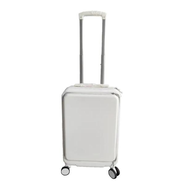 20inch PC Luggage with Spinner Wheels Durable White ABS Travel Baggage Suitcase featuring Front Open Zipper at Reasonable