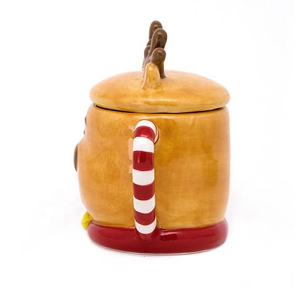 Ceramic Coffee Mugs Deer Shaped 3D 5"X4"X5" 8OZ Christmas Gift With Lid Handpainting For 1 Users