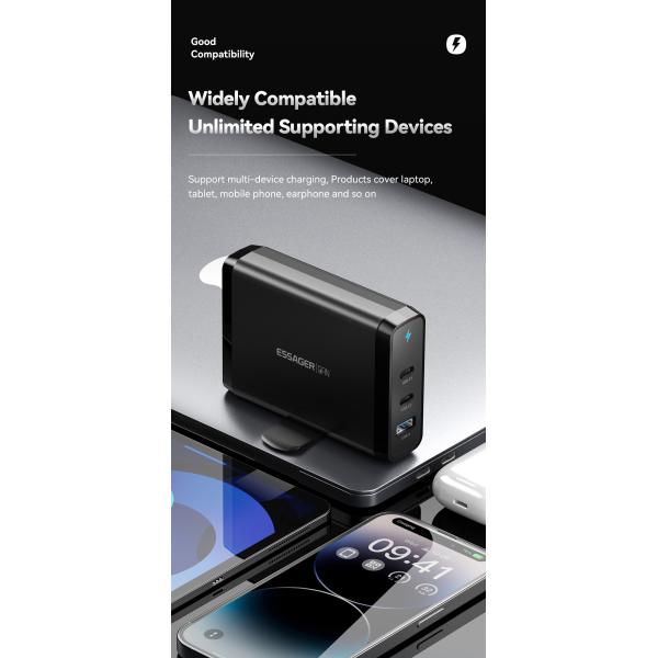 Dual USB Ports Travel Type C Desktop GaN Chargers 140w Quick Charging Phone Accessories