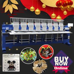 China HO1508H free shipping 15 needle 8 head embroidery machine 1200 spm 400*450mm cheapest industrial embroidery hat machine on sale