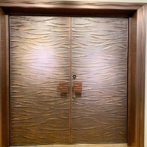 China Cast Bronze And Copper Exterior Front Double Doors For Villa Apartment on sale