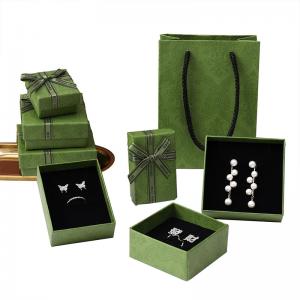 China Luxury Green Jewelry Drawer Box Lid And Base Type For Necklace Bracelet Earrings Ring on sale
