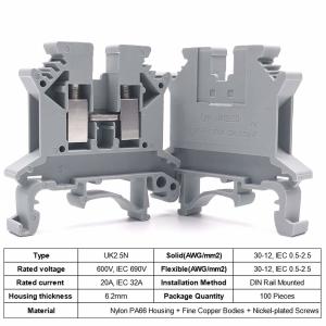 UK2.5B UK Series DIN Rail Screw Crimping Terminal Blocks