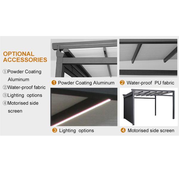 Aluminum PVC Pergola Canopy Roof Pergola Hotels Modern Front Door Waterproof Retractable Awning