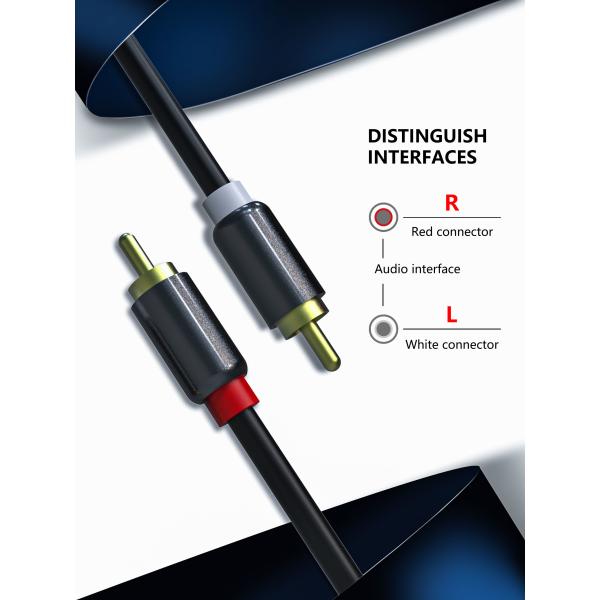 3.3ft RCA To RCA Audio And Video Cable Gold Plated For Home Theater OCC