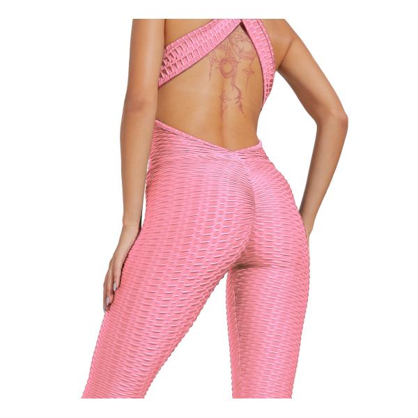 Pink Yoga One Piece Jumpsuit Yoga Activewear Set Plus Size