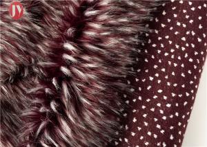China Wine Red Fake Fur Fabric , Ostrich Feathers Light Brown Faux Fur Animal Jacquard wholesale