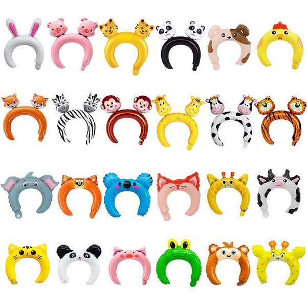 24pcs Kid Cartoon Inflatable Animal Headbands Foil Balloons OEM