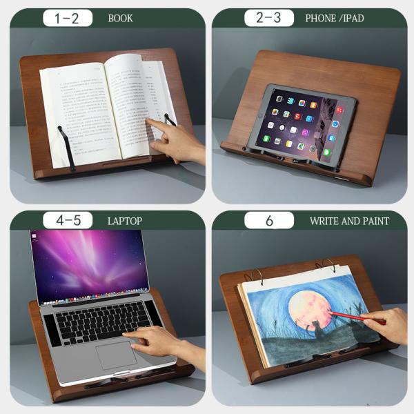 Adjustable Book Holder Tray and Page Paper Clips-Cookbook Reading Portable Sturedy Lightweight Bookstand