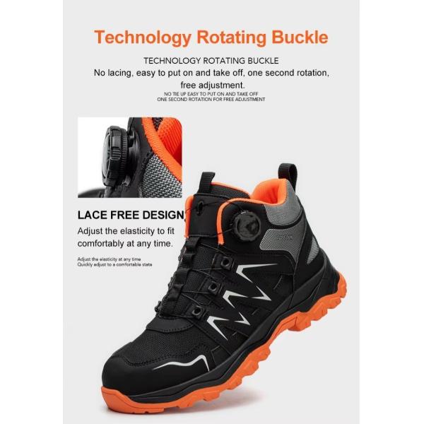 Orange Microfiber Men's Safety Boots Steel Toe Kevlar Midsole Anti-smashing Work Boots