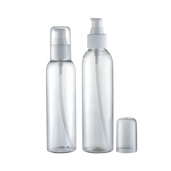 120ml 150ml Cosmetic Clear PET Plastic Bottle with Lotion Pump Spray in Custom Color