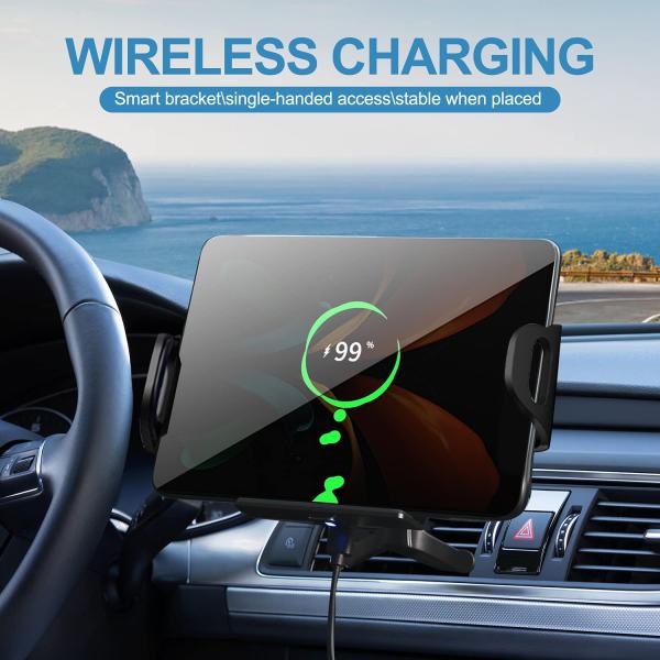 FOD 15W Wireless Car Charger Phone Mount 9V Dashboard Windshield Adjustment