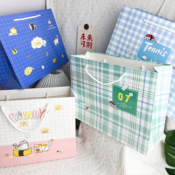Cartoon Cat Illustration Gift Bag Item Storage Packaging Paper Bag Gift Portable Tote Packaging Bag