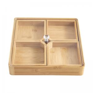 China Household Bamboo Storage Box Degradable Divided Wood Nut Tray Snacks wholesale
