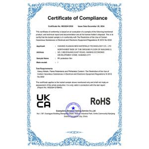 Haining Huanan New Material Technology Co.,Ltd Certifications