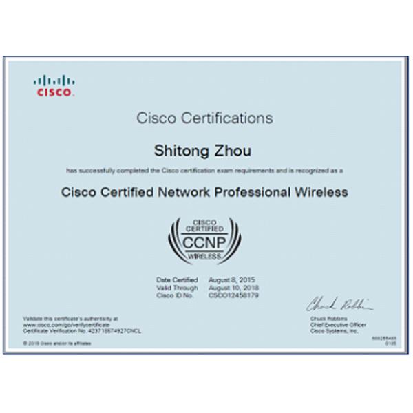 Cisco Certified Network Professional Wireless Certificate