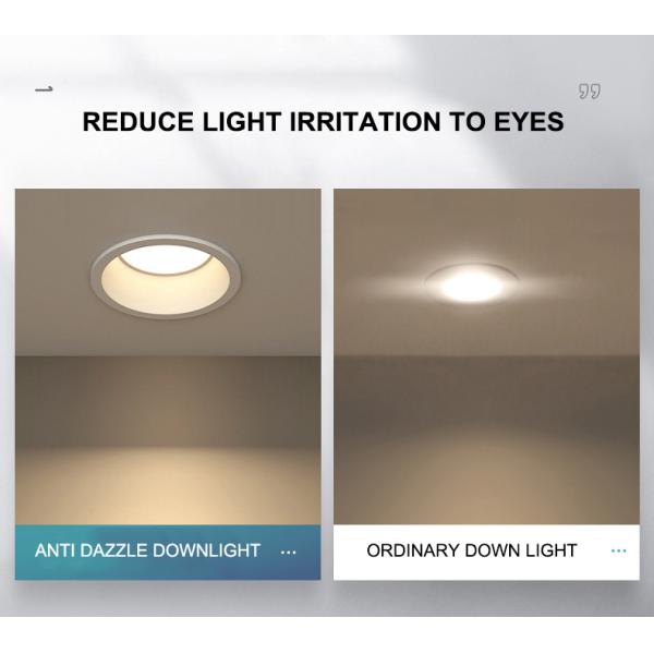 Anti Dazzle Round Recessed Downlight Ip44 6000K Embedded Ceiling Light