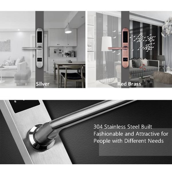 Silver Color Aluminum Sliding Door Lock Unlock By Card And Password