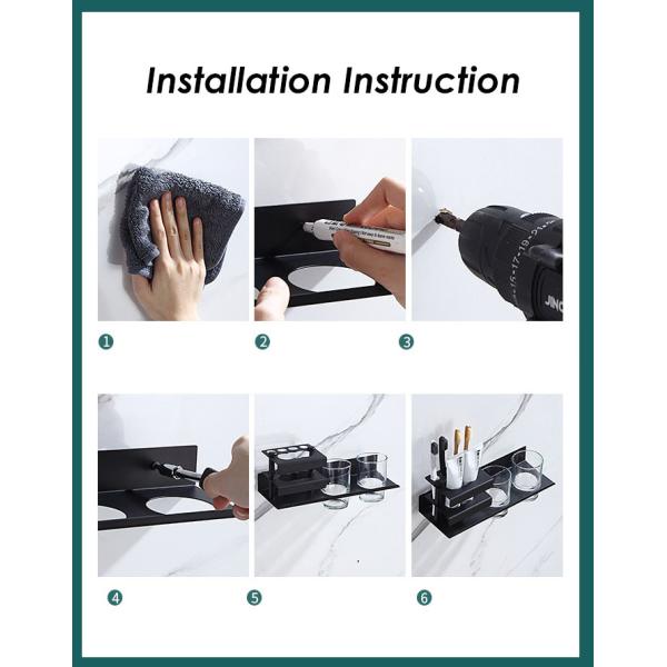 Stainless Steel Wall Mounted Bathroom Shelf Rustproof Waterproof For Toothbrush