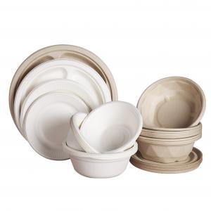 China Round Shape Disposable Paper Tableware Sugarcane Fiber Compostable Paper Plate wholesale