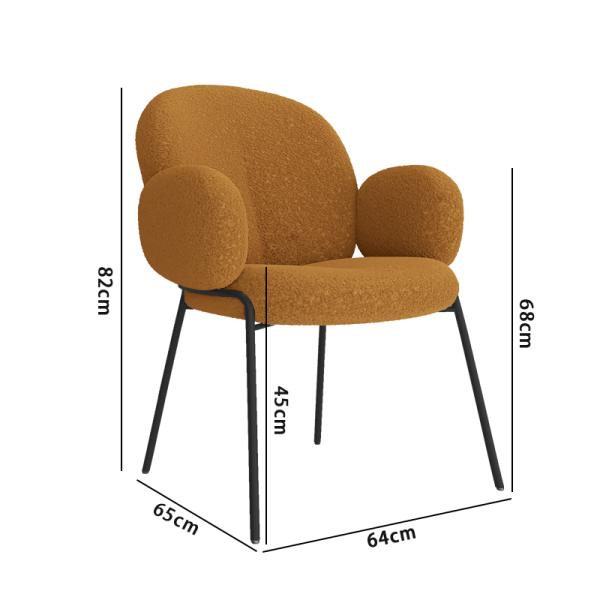 Comfortable Lambswool Upholstered Dining Chair Boucle White Upholstered Accent Chair