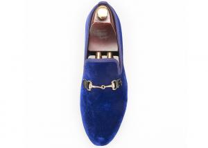 China Motif Blue Mens Velvet Dress Slippers , Burgundy Loafers Mens Buckle Dress Shoes wholesale