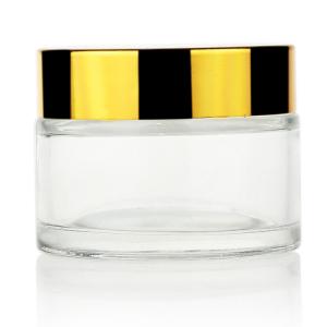 China 50g Glass Jar Cream Glass Jar With Gold Cap on sale