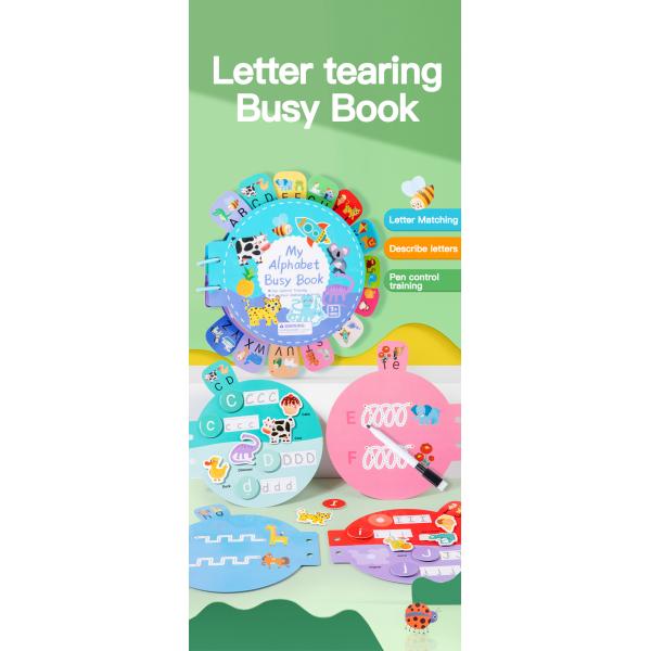 2025 New Design Baby Letters 26 English Letters in Red Words Cognitive Card Children's Paste Book Toy Educations Toys for Kids