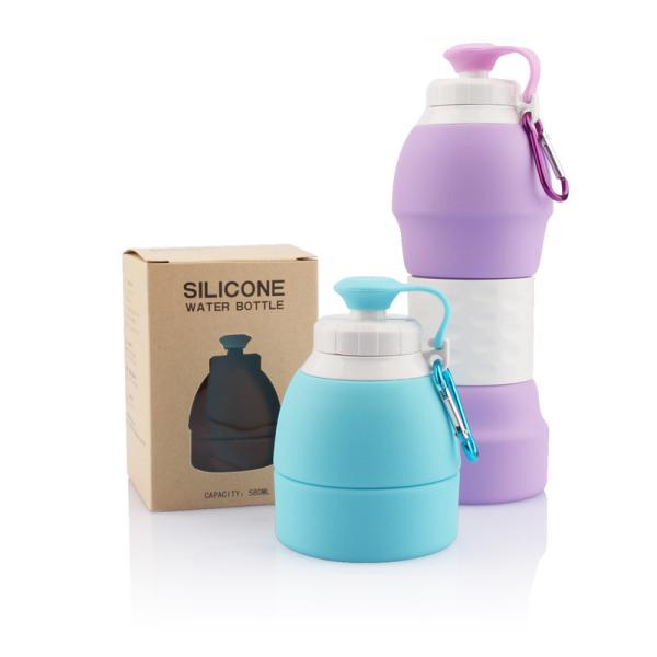 Customized Silicone Collapsible Water Bottles 580ml Easy To Clean