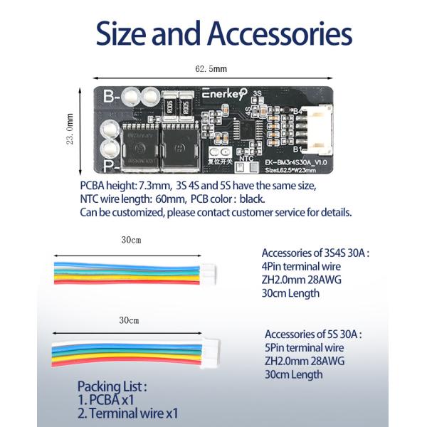 Enerkey 3S 4S 30A BMS With NTC 11.1V 12.6V 14.8V 16.8V PCB Protection Board For 18650 Li-ion Lithium Battery Cell