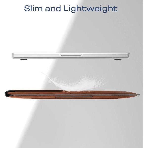 Laptop case MacBook Air 13.6M3 M2 A3113 A2681/MacBook Pro 14 A2992-PU Leather thin bag cover with stand function, brown