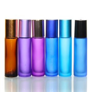 China New Essential Oil Roller Glass Bottles Steel Ball 10Ml Roller Bottle Amber Roll On Perfume Bottle on sale
