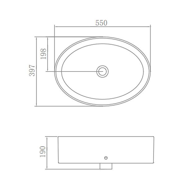 Modern UPC Vanity Countertop Basin Ceramic Oval Without overflow
