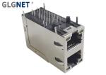 Right Angle Rj45 Ethernet Jack , 2 Ports Stacked Rj45 Through Hole Connector