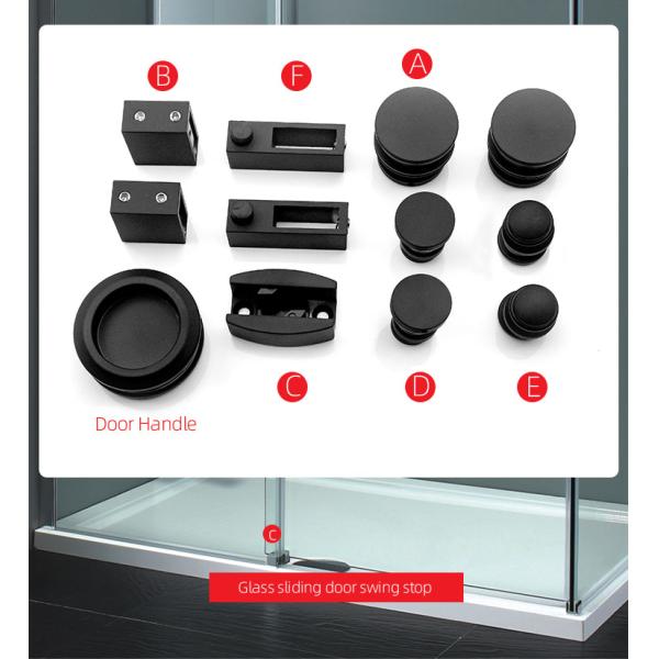 Round Tray Shape Black Sliding Shower Door Kit for 8-12mm Safe Glass Hardware Included