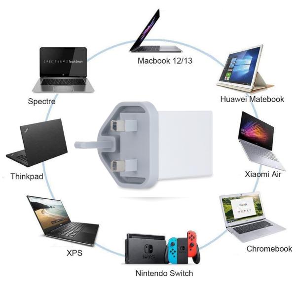 UK 45W PD Fast Charger with USB-C Port QC3.0 Certified