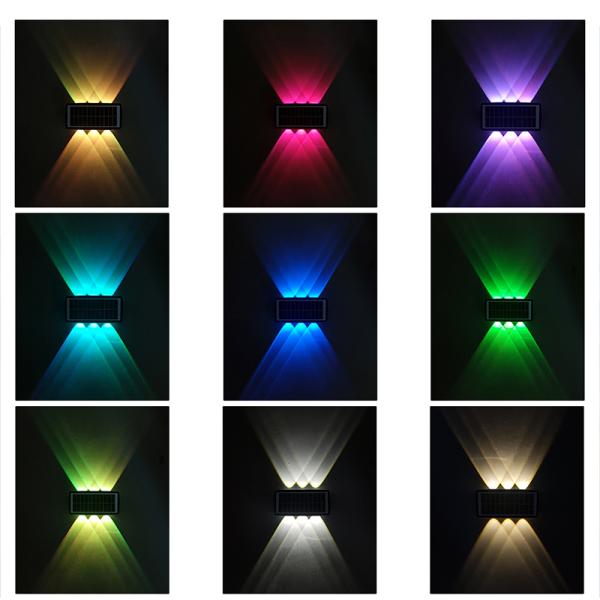 2 Mode RGB Wall Light LED Solar Powered Lights IP65 Color Changing