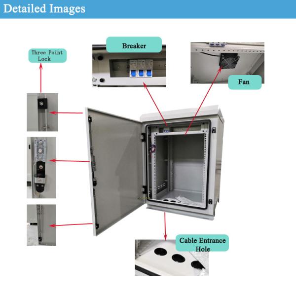 ISO9001 16U 19 Inch Outdoor Wall Mounted Cabinet