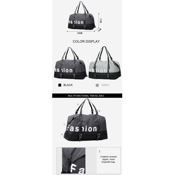 Black Gray 16.8L Sports Gym Bag With Shoe Compartment OEM ODM