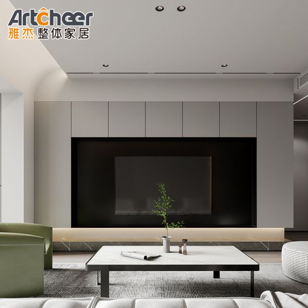 Specific TV Stand Wall Mounted Design in Modern Grey Finish with E0 Material Grade