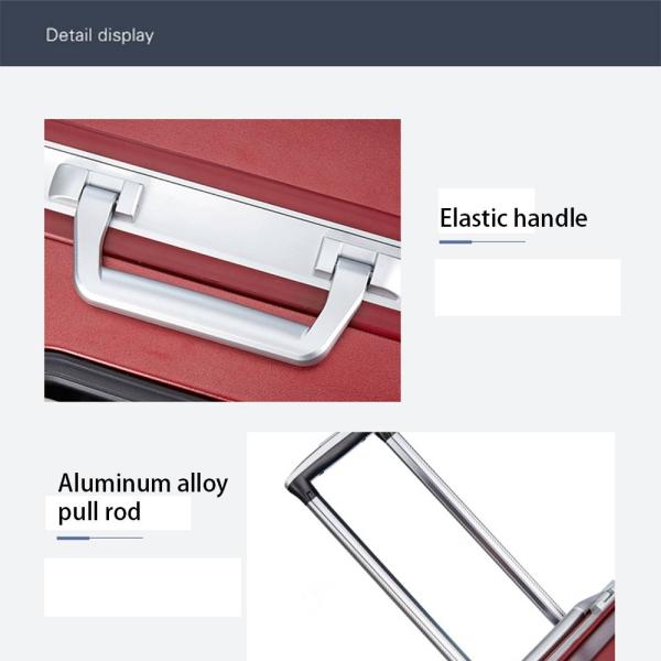 Zipper Closure Luxury 20-inch Aluminum Business Suitcase with Spinner Caster Scratch-resistant Lightweight PC Modern Style Carry-on Luggage