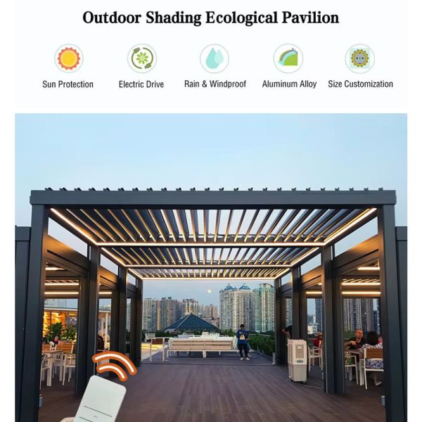 Electric Waterproof Pergola Roof Canopy Bioclimatic Retractable Aluminum Pergola