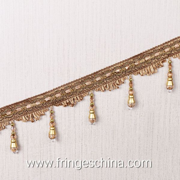 Handmade fashionable chain beads lace tassels fringes for curtain/sofa/pillow decoration