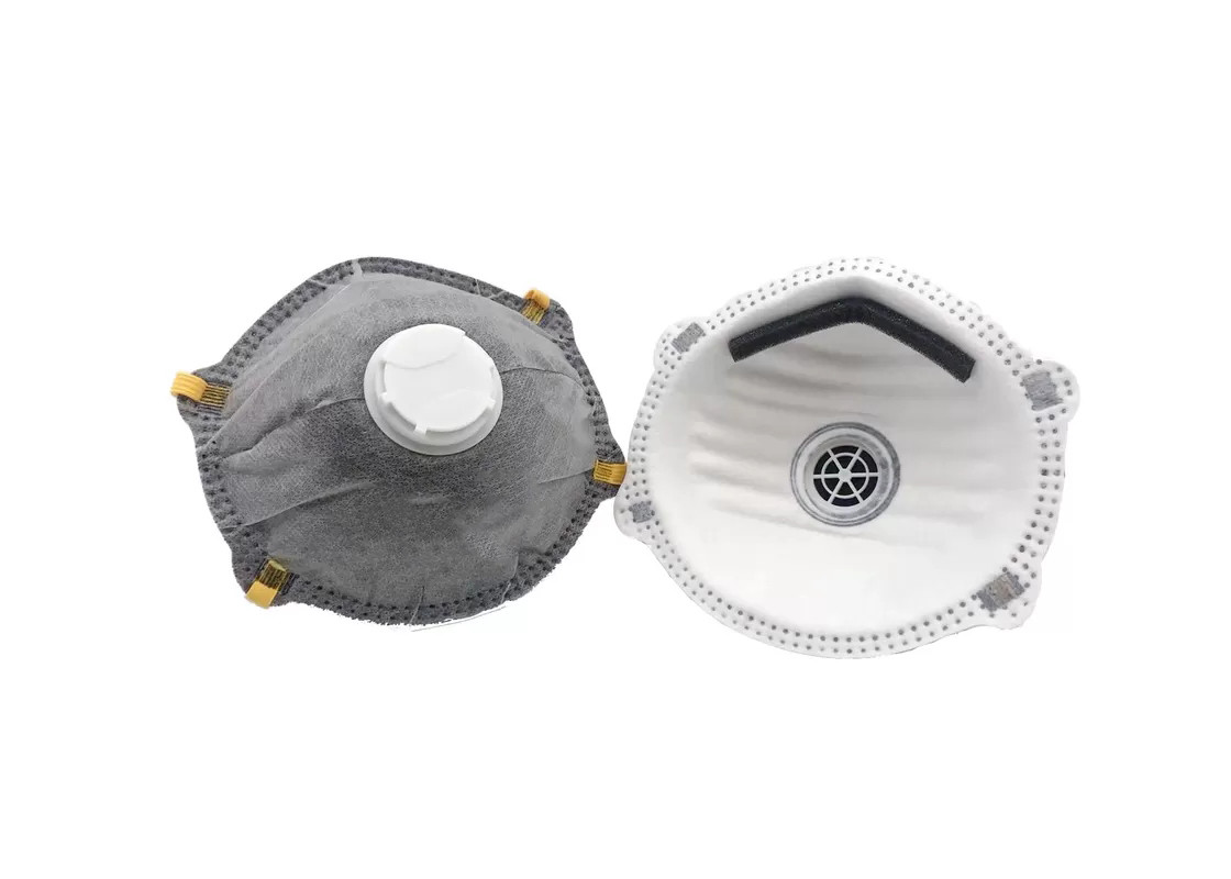 Breathable Valved Dust Mask Dual Point Attachment With High Elasticity Head Strap
