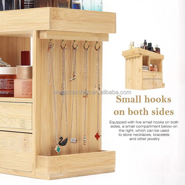 OEM Bamboo Wooden Jewelry Organizer Storage Box With Drawer