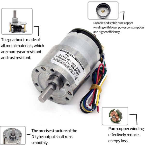 JGB37-520B High Torque Low Speed 520 Brush Permanent Magnet Electric Motor DC Brushed Gearbox 37mm Motor