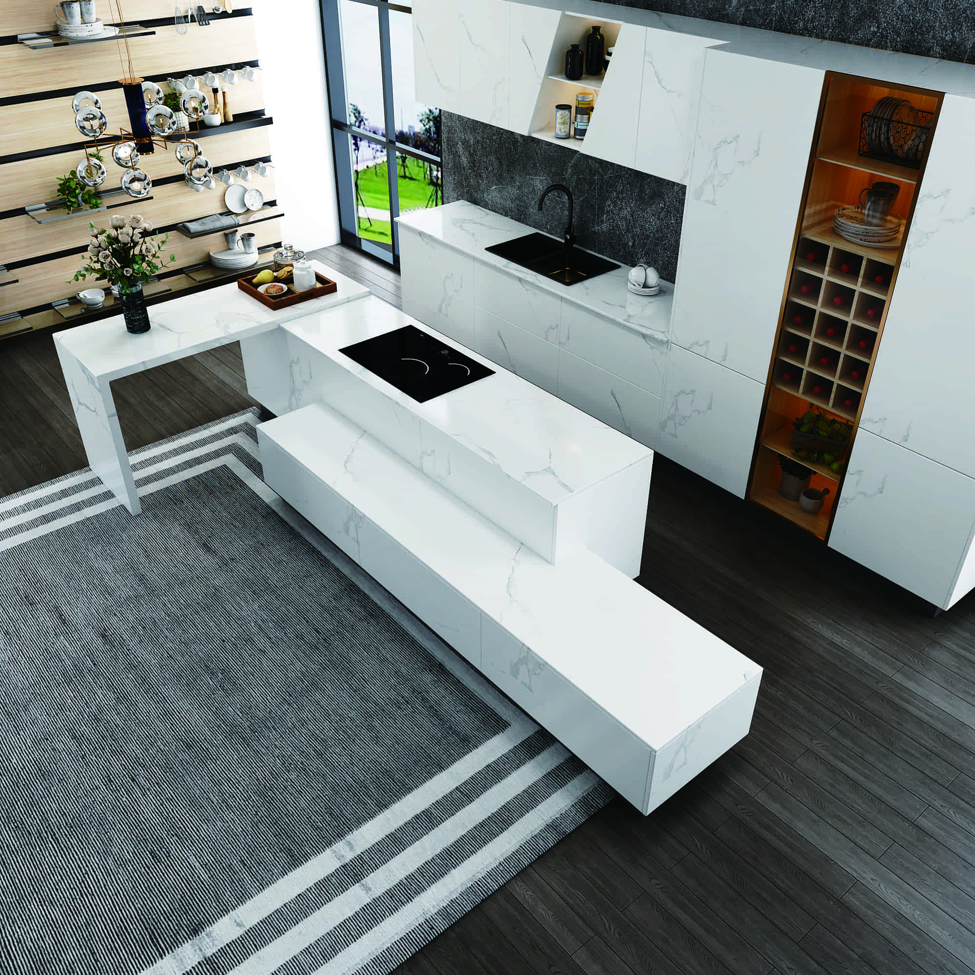 China Integrated 316L PVD Stainless Steel Kitchen Cabinet Island Furniture on sale