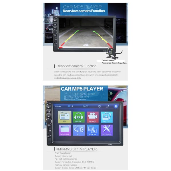 2 Din 7 Inch Touch Screen Multimedia Mirror Link/FM/TF MP5 With Auto Radio Electronics Car DVD player Rear Camera Car St