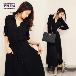 China New fashion korean design black shirt dresses ladies clothes dress 2017 for women wholesale
